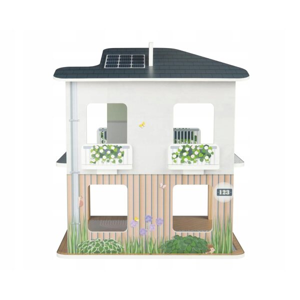 Maison de poupée en bois avec toit amovible et mobile, 42 pièces