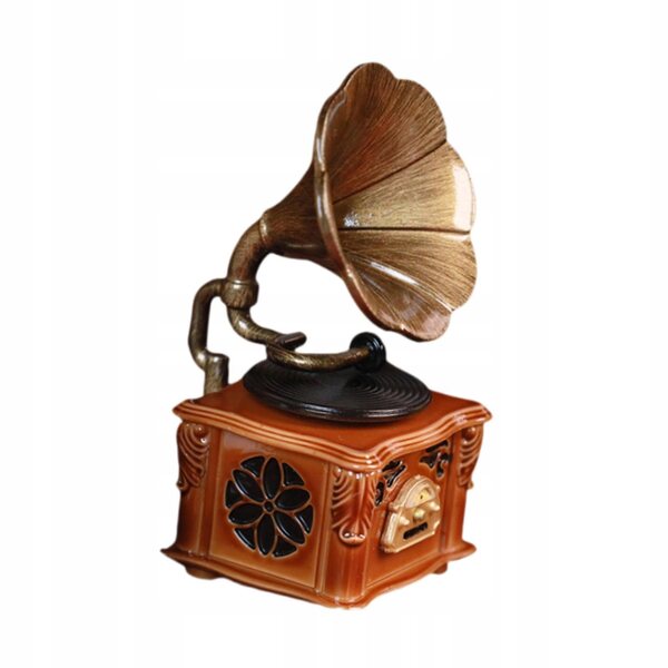 Modello miniatura di grammofono in legno per casa delle bambole realistico e vintage