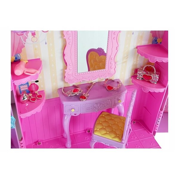 Garderoba con luce e specchio per bambola 26 cm con abiti e accessori per bimba