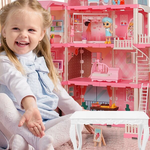 Mini-Kunststoff-Möbelset für Kinder, robuster weißer Tisch und Stühle