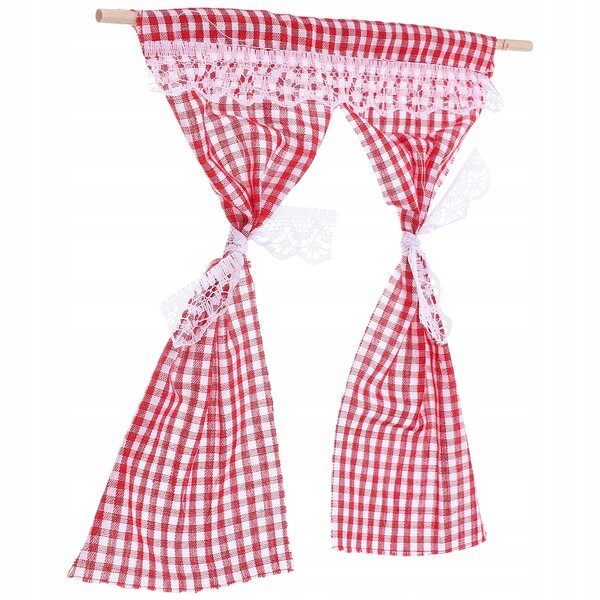 Miniatura tenda in tessuto rossa per casa delle bambole, decorazione elegante