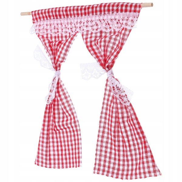 Miniatura tenda in tessuto rossa per casa delle bambole, decorazione elegante