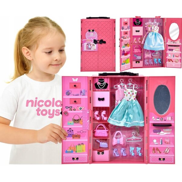 Куклен гардероб с модни аксесоари пълен комплект за момиче Nicola Toys