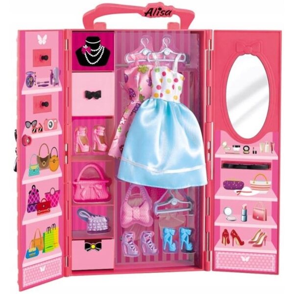 Armadio per bambole con accessori moda set completo per bambine Nicola Toys