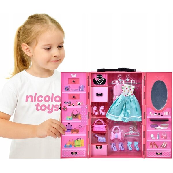 Armadio per bambole con accessori moda set completo per bambine Nicola Toys