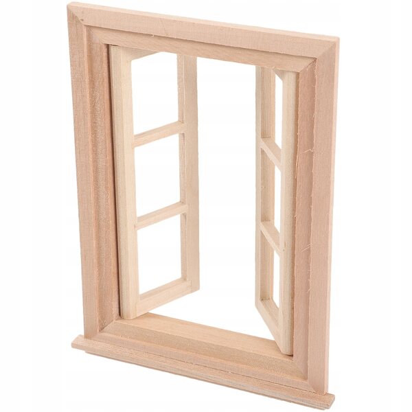 Mini finestra in legno multicolore per arredo casa delle bambole e giardino fatato
