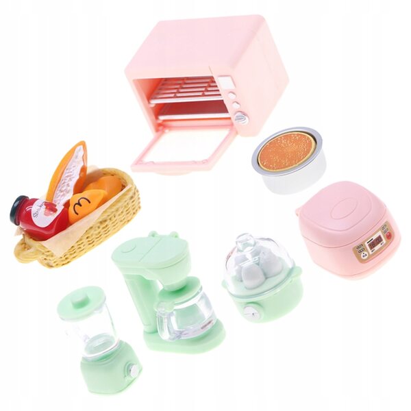 Set 7 Accessori Miniature Cucina Realistici per Casa delle Bambole in Plastica