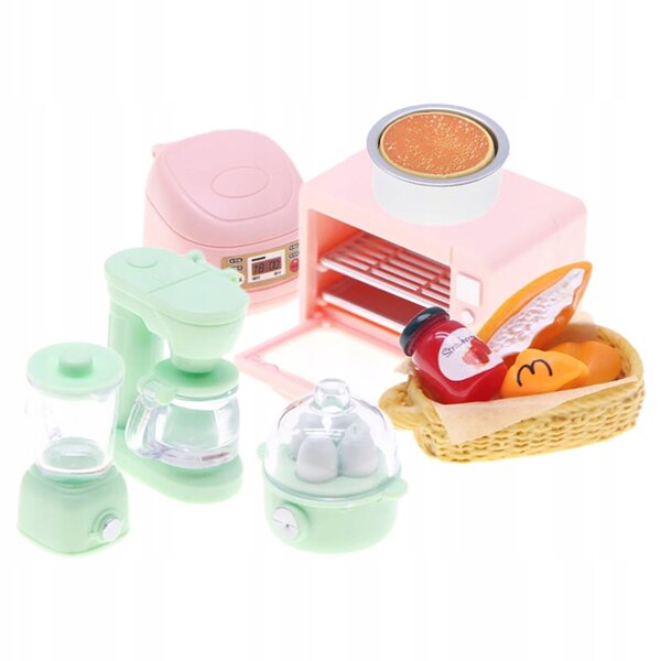 Set 7 Accessori Miniature Cucina Realistici per Casa delle Bambole in Plastica