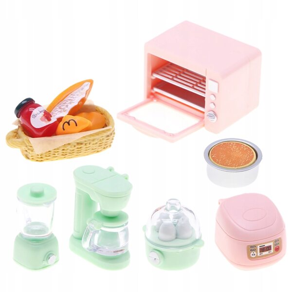 Set 7 Accessori Miniature Cucina Realistici per Casa delle Bambole in Plastica
