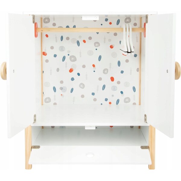 Small Foot armadio in legno bianco per vestiti delle bambole design scandinavo
