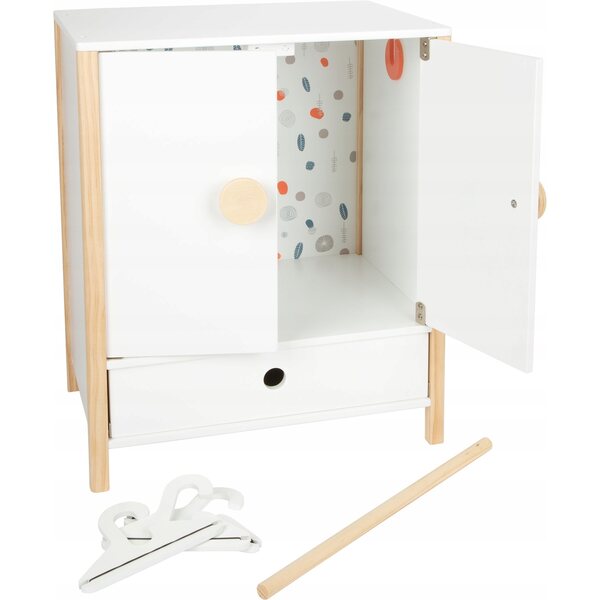 Small Foot armadio in legno bianco per vestiti delle bambole design scandinavo