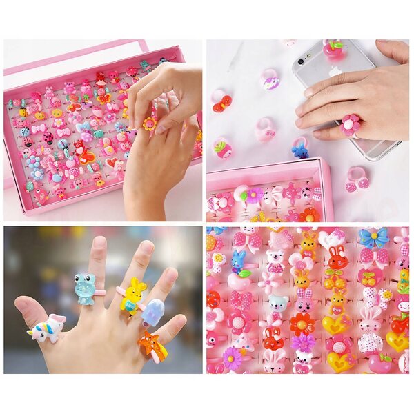 Set 10 Anelli Colorati per Bambine, Gioielli Sicuri e Divertenti Deco Mariage