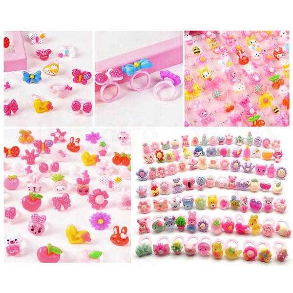 Set 10 Anelli Colorati per Bambine, Gioielli Sicuri e Divertenti Deco Mariage