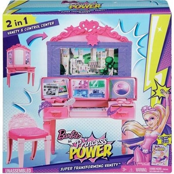 Toaletka Barbie 2in1 con Centro Comando Supereroi in Plastica Rosa