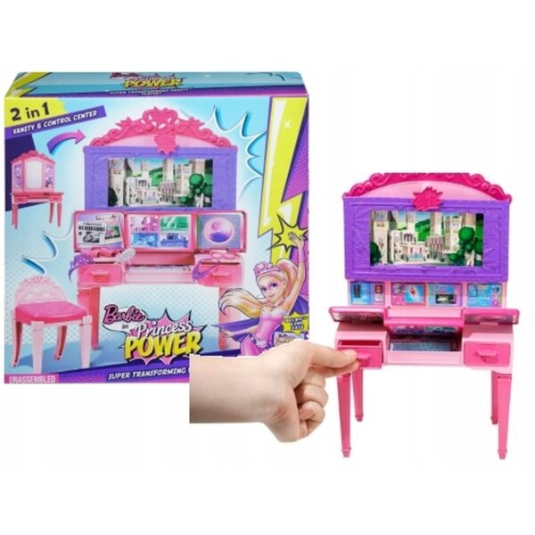 Toaletka Barbie 2in1 con Centro Comando Supereroi in Plastica Rosa