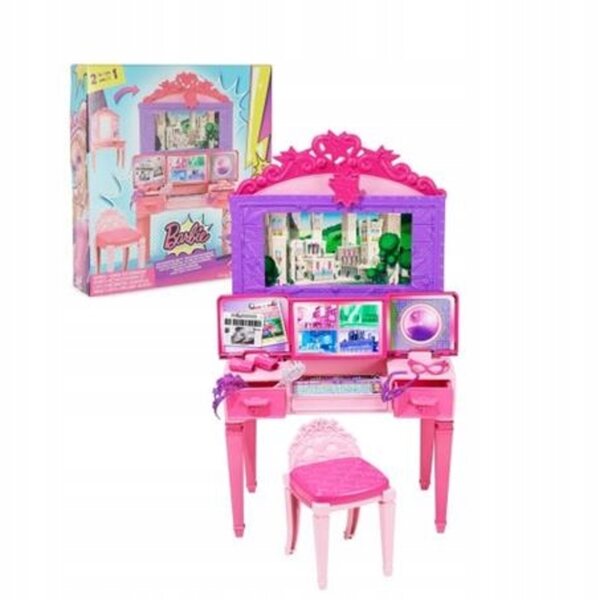 Toaletka Barbie 2in1 con Centro Comando Supereroi in Plastica Rosa