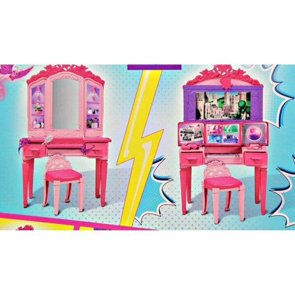 Toaletka Barbie 2in1 con Centro Comando Supereroi in Plastica Rosa