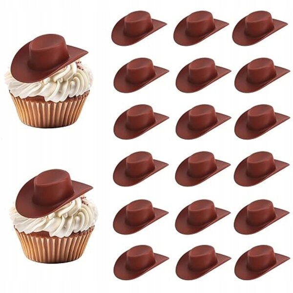 Mini cappelli da cowboy in plastica per decorazione torte set 20 pezzi