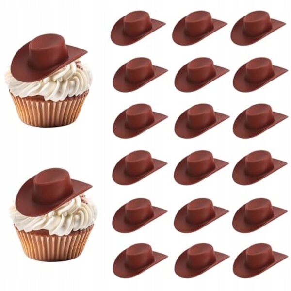 Mini cappelli da cowboy in plastica per decorazione torte set 20 pezzi
