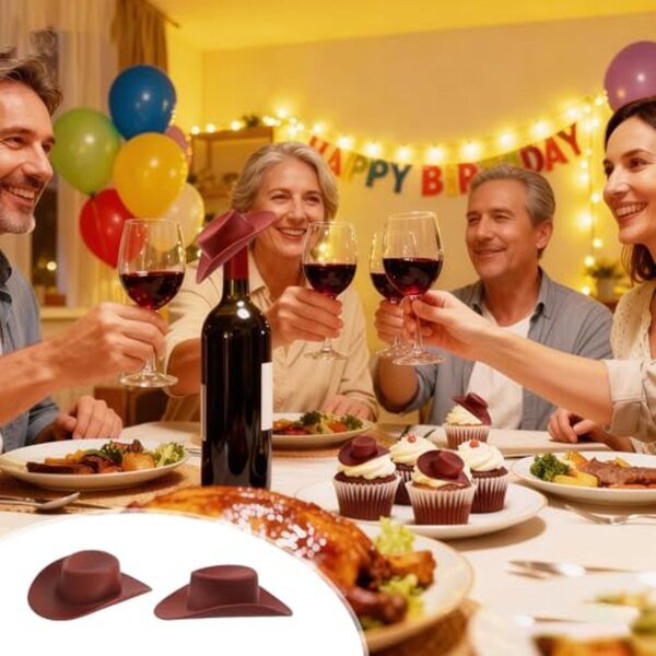 Mini cappelli da cowboy in plastica per decorazione torte set 20 pezzi