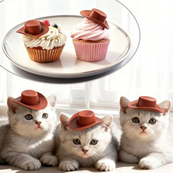 Mini cappelli da cowboy in plastica per decorazione torte set 20 pezzi