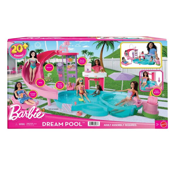 Barbie-Traumpool mit Rutsche und Sprudel-Whirlpool + 20 Zubehörteile