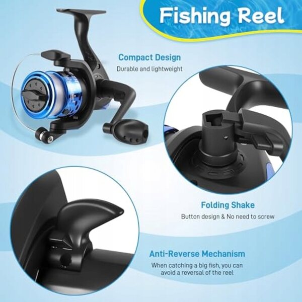 Set di pesca telescopico per bambini con mulinello e accessori completi 176 cm
