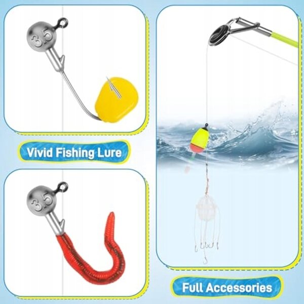 Set di pesca telescopico per bambini con mulinello e accessori completi 176 cm