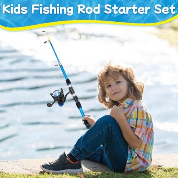 Set di pesca telescopico per bambini con mulinello e accessori completi 176 cm
