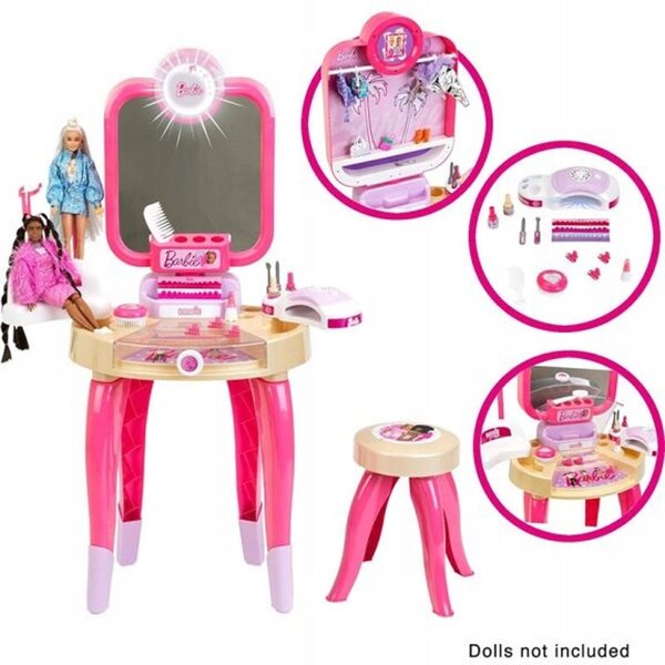 Klein Toaletka Barbie con Lampada per Unghie Ibride e Specchio Illuminato