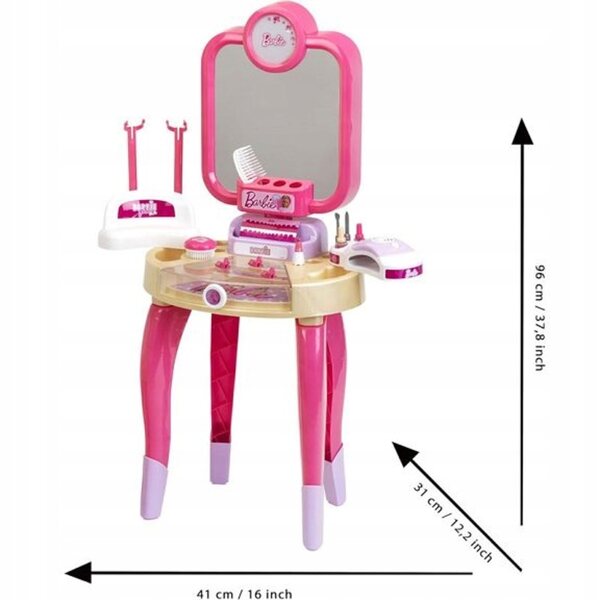Klein Toaletka Barbie con Lampada per Unghie Ibride e Specchio Illuminato