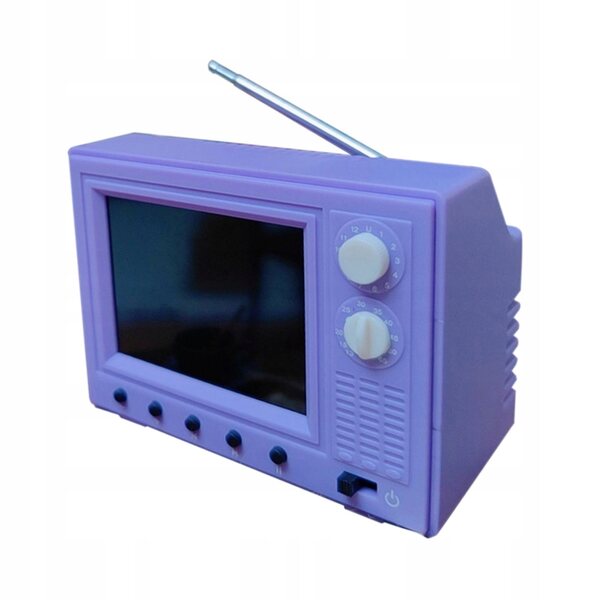 Mini Televisore Retro in Scala 1:12 per Casa delle Bambole con Funzioni LED