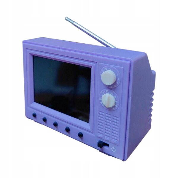 Mini Televisore Retro in Scala 1:12 per Casa delle Bambole con Funzioni LED