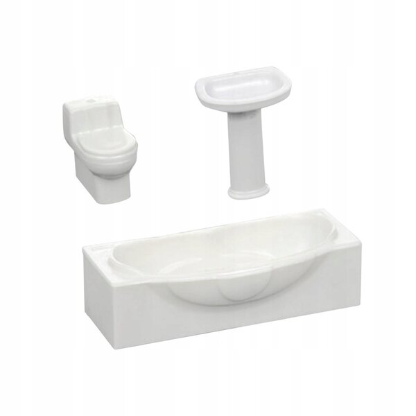 Miniatura bagno con vasca, lavabo e toilette per casa delle bambole MagiDeal
