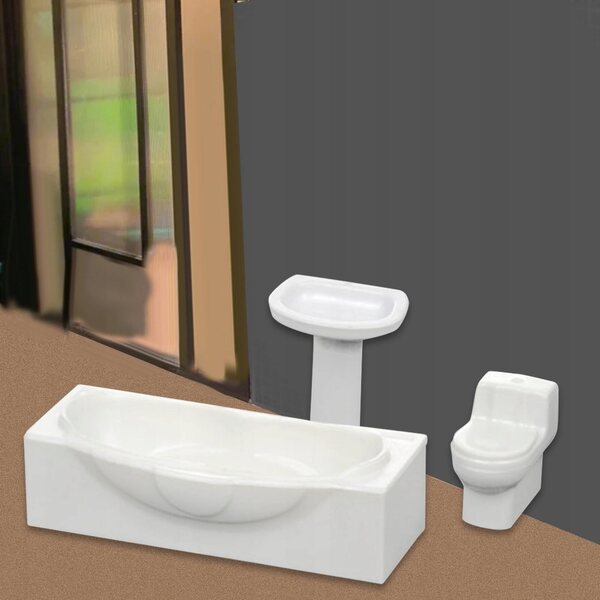 Miniatura bagno con vasca, lavabo e toilette per casa delle bambole MagiDeal
