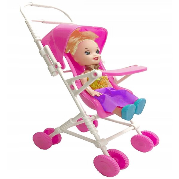 Passeggino giocattolo Deco Mariage per bambole 29 cm, rosa, dimensioni compatte
