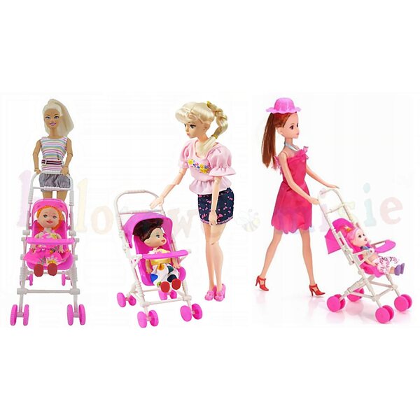Passeggino giocattolo Deco Mariage per bambole 29 cm, rosa, dimensioni compatte