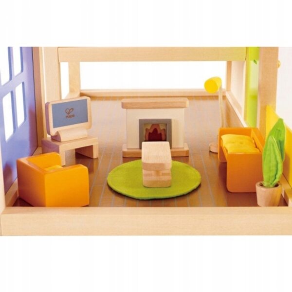 Hape Soggiorno 3452 - set di mobili in legno per una casa delle bambole