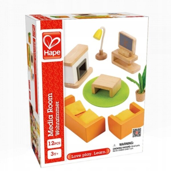Hape Soggiorno 3452 - set di mobili in legno per una casa delle bambole