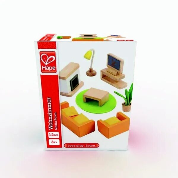 Hape Soggiorno 3452 - set di mobili in legno per una casa delle bambole
