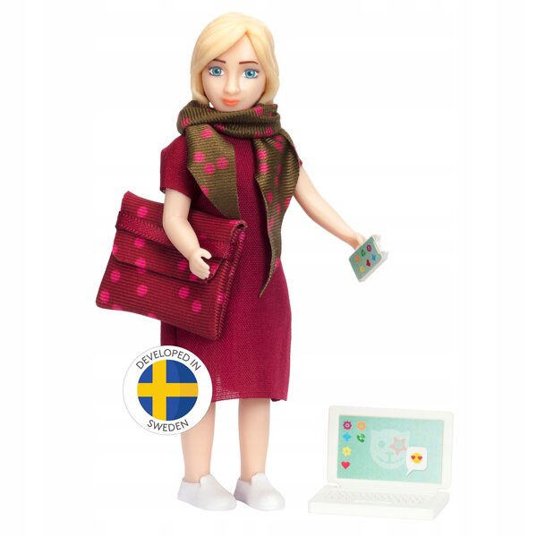 Lundby Puppe, Mutter, Geschäftsfrau mit Laptop und Smartphone, 21 cm