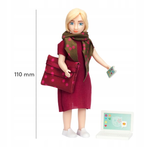 Lundby Puppe, Mutter, Geschäftsfrau mit Laptop und Smartphone, 21 cm