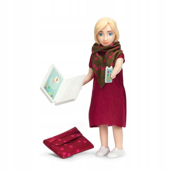 Lundby Puppe, Mutter, Geschäftsfrau mit Laptop und Smartphone, 21 cm