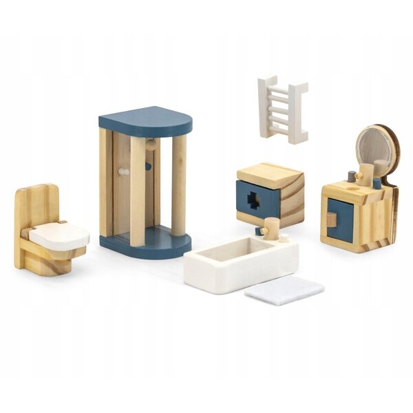 Viga PolarB Badezimmermöbel-Set aus Holz für Puppenhaus 3+
