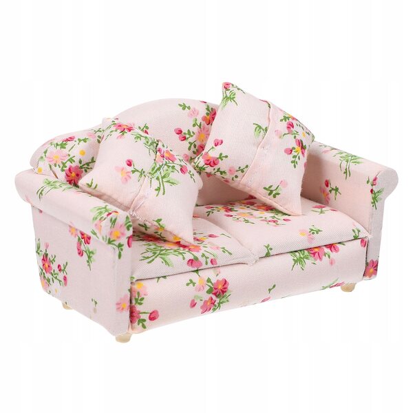 Mehrfarbiges Miniatur-Kindersofa aus Holz für ein Puppenhaus