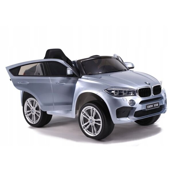 BMW X6 Elektroauto für Kinder Silber glänzend mit 2,4G Fernbedienung