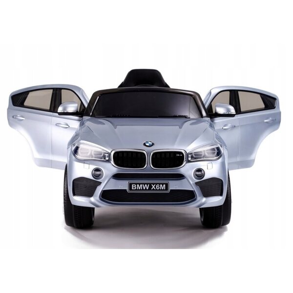 BMW X6 Elektroauto für Kinder Silber glänzend mit 2,4G Fernbedienung