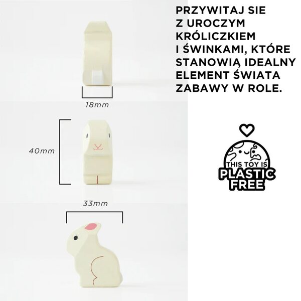 Drewniane zwierzątka do domku dla lalek, królik, chomiki Le Toy Van