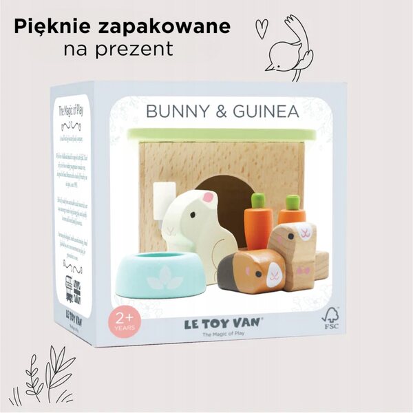 Drewniane zwierzątka do domku dla lalek, królik, chomiki Le Toy Van