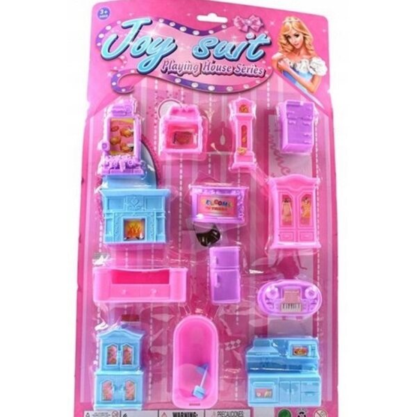 Möbelset für Barbie Midex aus Kunststoff für Kinder ab 3 Jahren – Küche, Kleiderschrank, Badewanne